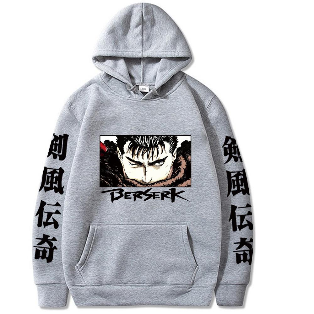 Japanese Anime Berserk Guts Manga Hoodie Sweatshirt  Autumn Winter Fleece Streetwear Tops