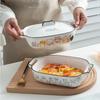 Baked Plate with Lid Cheese Baked Rice Bowl Ceramic Double Ear Baked Bowl, Microwave Oven, Oven Plate, Household Vegetable Plate
