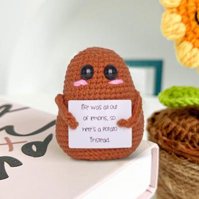 Potato Doll Cute Handmade Crochet Doll Positive Emotional Support Doll Ornament for Home Desk Decoration