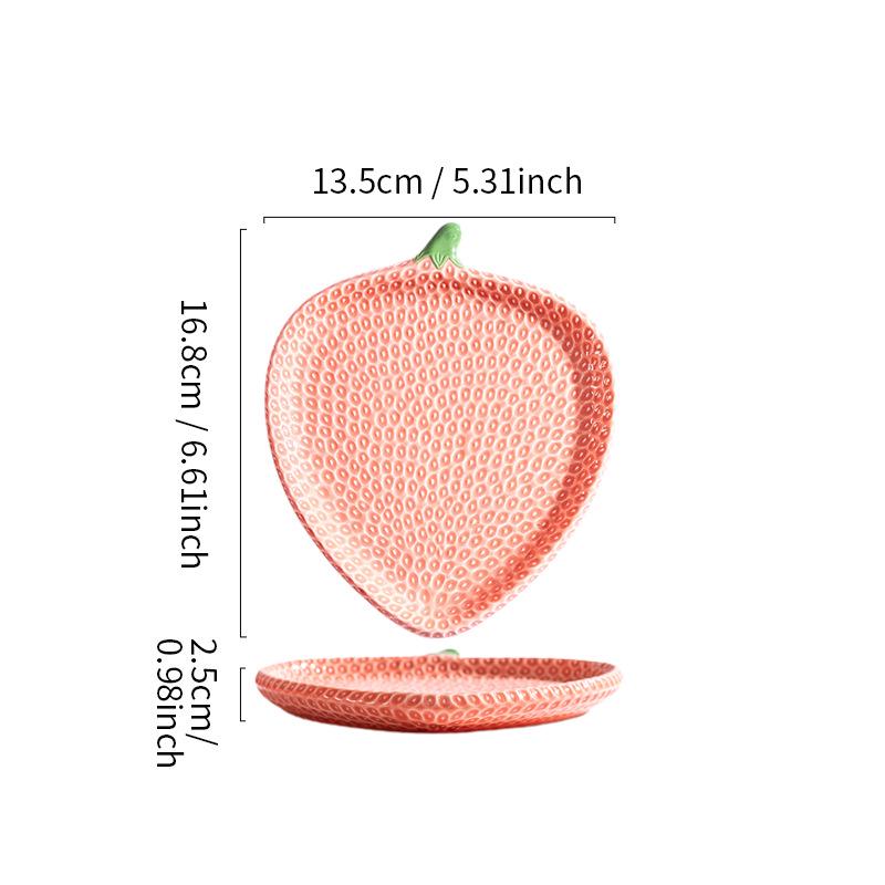

Nordic Creative Ceramic Tableware: Strawberry Design - Dinner, Soup, Steak, Dessert Plates & Two-Tier Serving Platter.