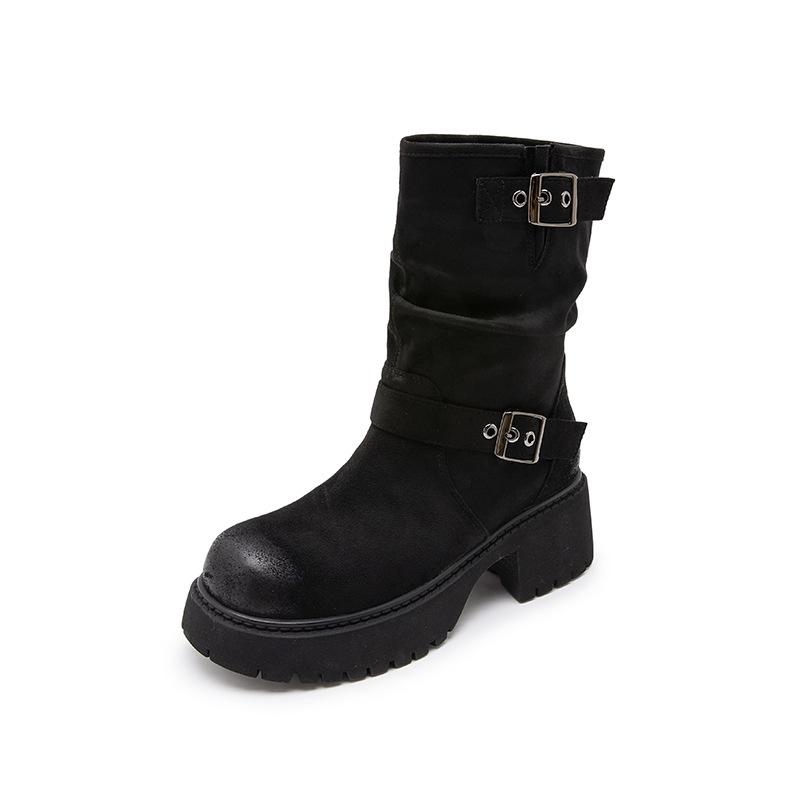 

Martin boots women s 2025 autumn and winter new British velvet leather versatile short boots children s thick-soled foot locomotive boots thin 35