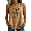 Women's Casual Sleeveless Tank Top Square Neckline Relaxed Fit Lightweight Fabric Summer Blouse with Front Tie Detail