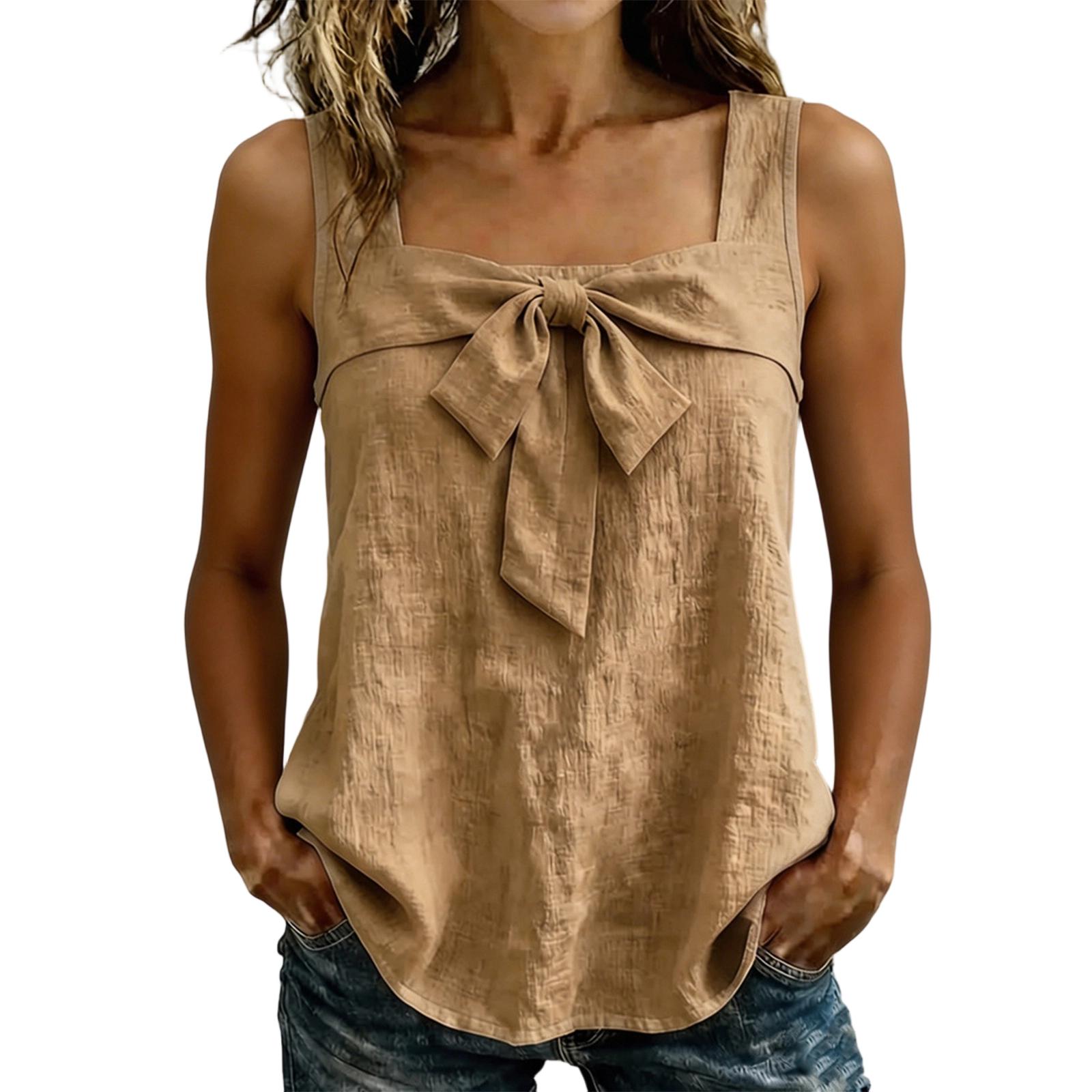 

Ladies Casual Square Neck Sleeveless Vest Top L верблюд