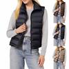 Women's Down Vest With Zipper And Stand Collar, Sleeveless Down Vest With Thickened Cotton