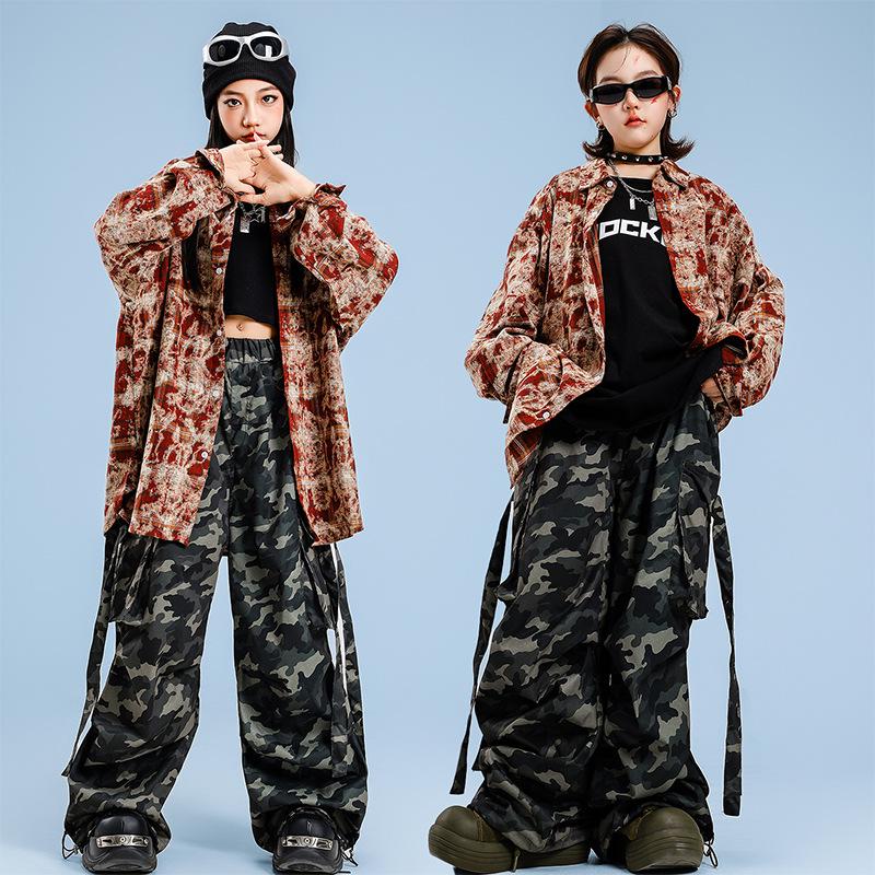 Trendiges Karomuster Streetdance Hip Hop Outfit Set für Kinder Jungen & Mädchen