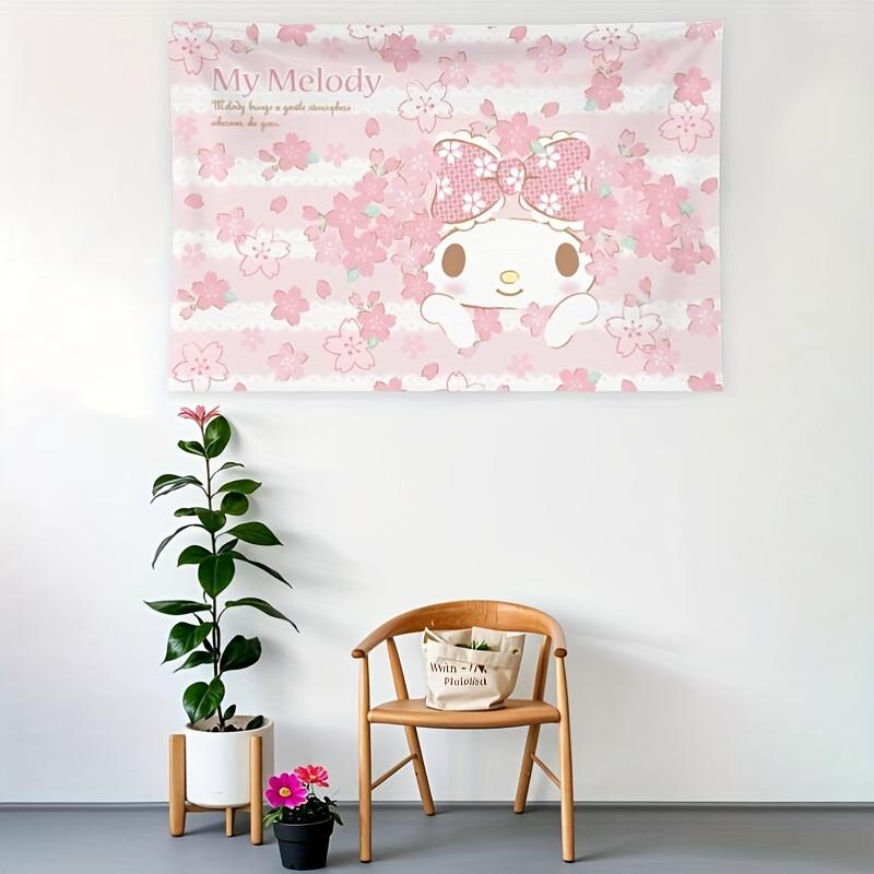 My Melody Sanrio Pink Flower Tapestry Kawaii Bedroom Wall Decor Collection Gift