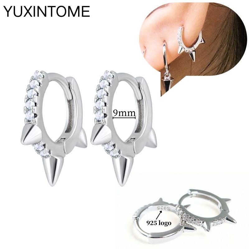 925 Sterling Silver Ear Needle Fashion Hoop Earrings White Crystal Luxury Women's Silver Earrings Wedding Women's Jewelry Gift