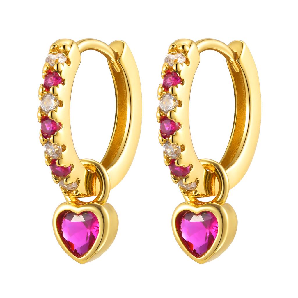 Women's Small Huggie Hoop Earrings, Heart Cubic Zirconia Dangle Earring,fashion Puncture Jewelry Ear Accessories