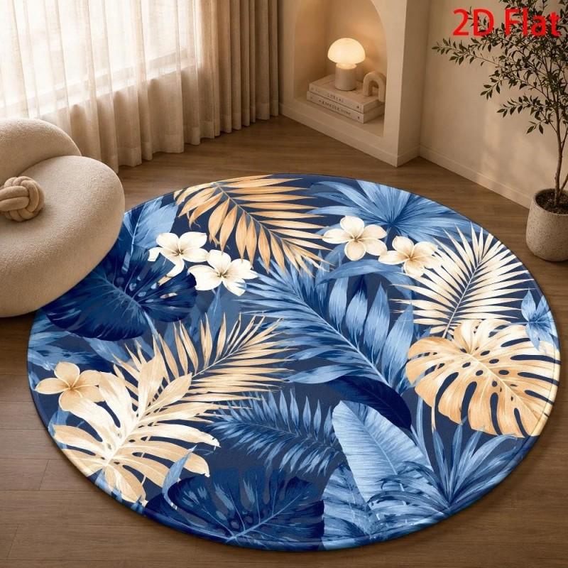 Purple Rose Floral Pattern Carpet Round Area Rug Elegant Botanical Home Decor Floor Cover for Bedroom Living Room Lounge