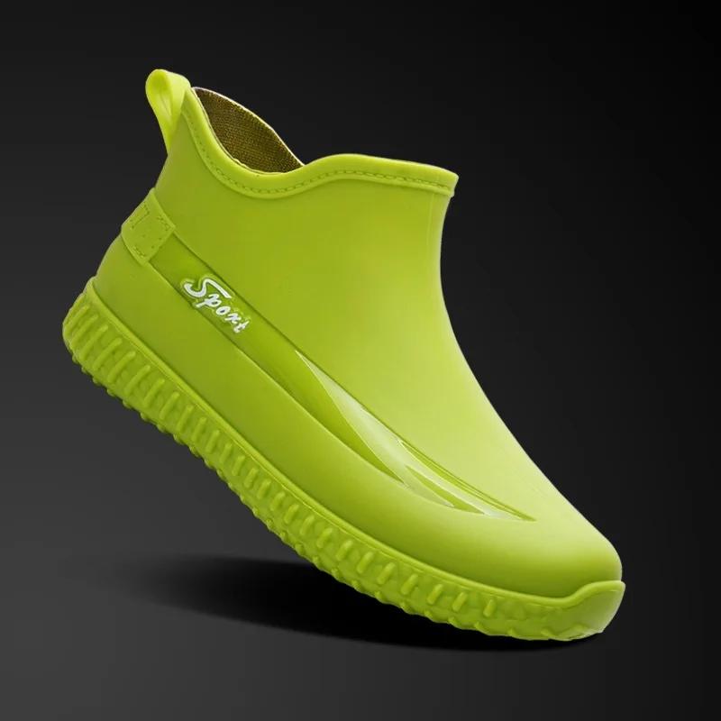 Fashionable Short-tube Rain Boots for Men All-season Work Low-cut Anti-slip Kitchen Shoes Wear-resistant Waterproof Mens Boots