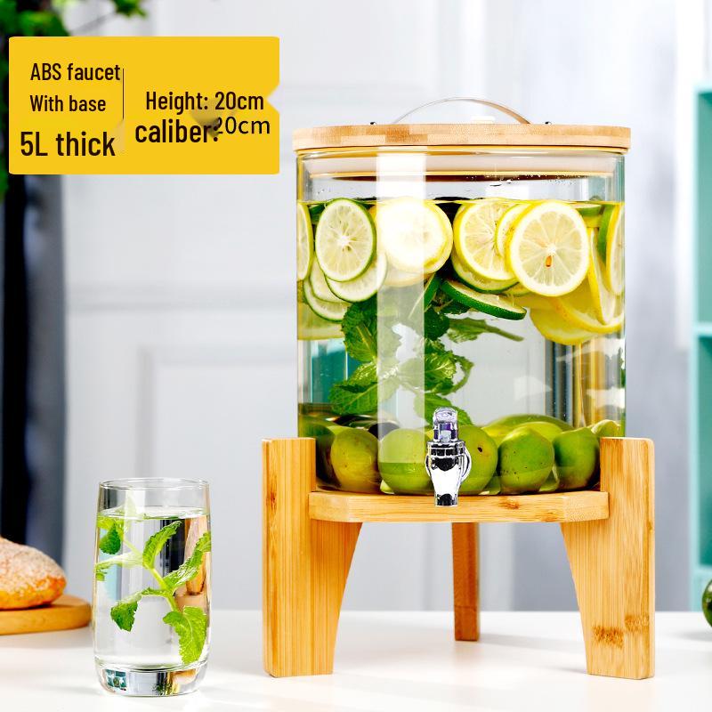 Large Capacity Glass Beverage Dispenser with Faucet for Cold Drinks and Fruit Tea