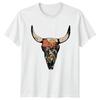 Boho Cow Skull Desert Cactus Flower Unisexs TShirt Southwest Western