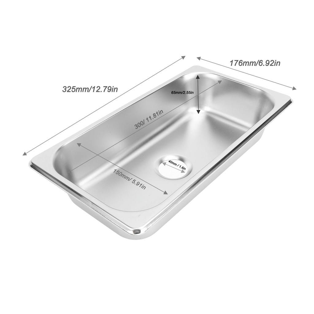 Camper Sink, Inlaid RV Sink, Heat-Resistant, Scratch-Resistant, Easy To Clean, Rust-Resistant, Yacht Sink, 40mm (Stainless Steel Color (GR-1365))