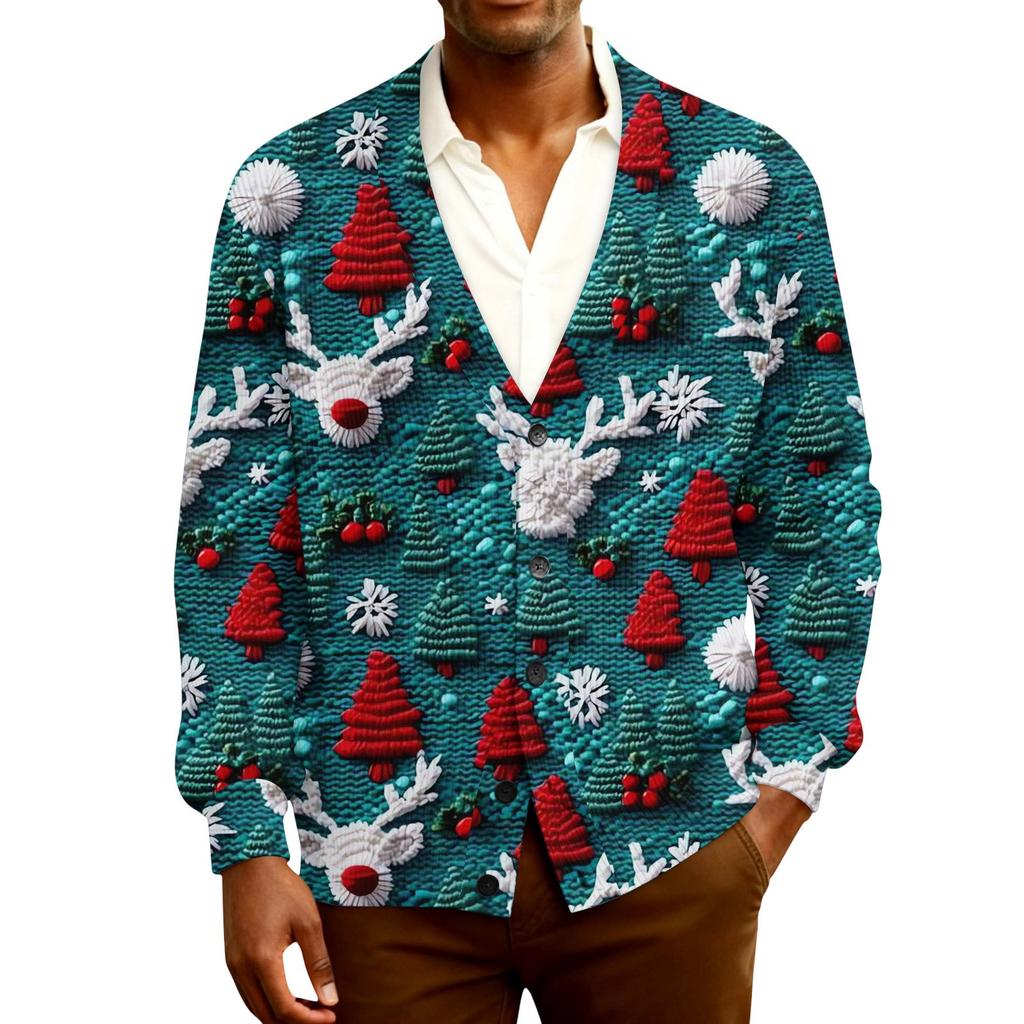 Men's Ribbed Knit Long-Sleeve Cardigan