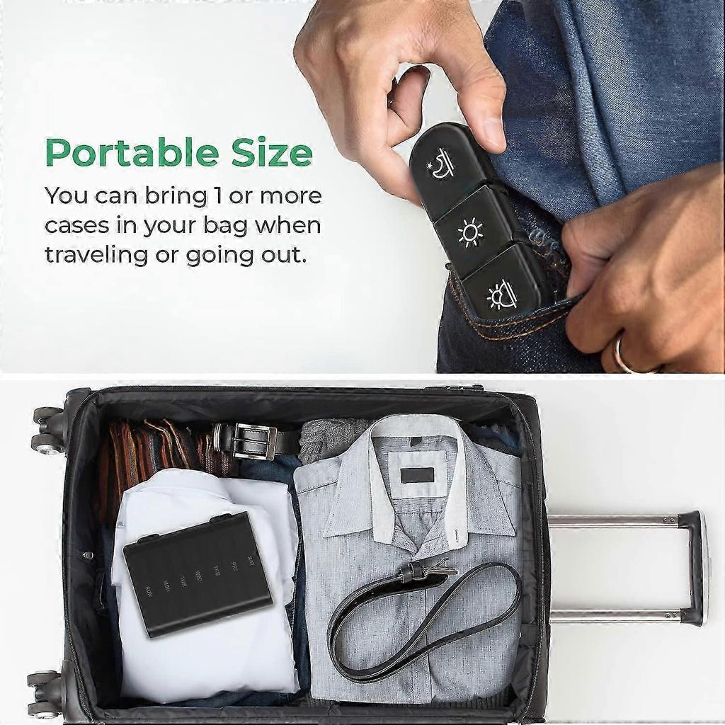 Weekly Pill Organizer 3 Times a Day, Portable Travel Pill Box 7 Day with Large Pill Containers, Light-Proof Pill Case
