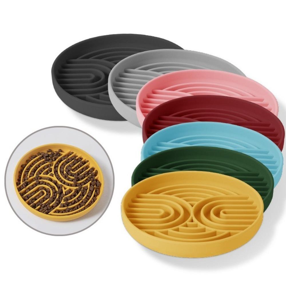 Silicone Slow Feeder Anti-Choking Non-Slip Pet Slow Feeder Bowl Eco-Friendly Anti-Gulping Slow Food Plate for Mealtime Training