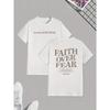 European Sizes "Faith Over Fear" T-Shirt - Men's Casual Short Sleeve Tee with Geometric Pattern