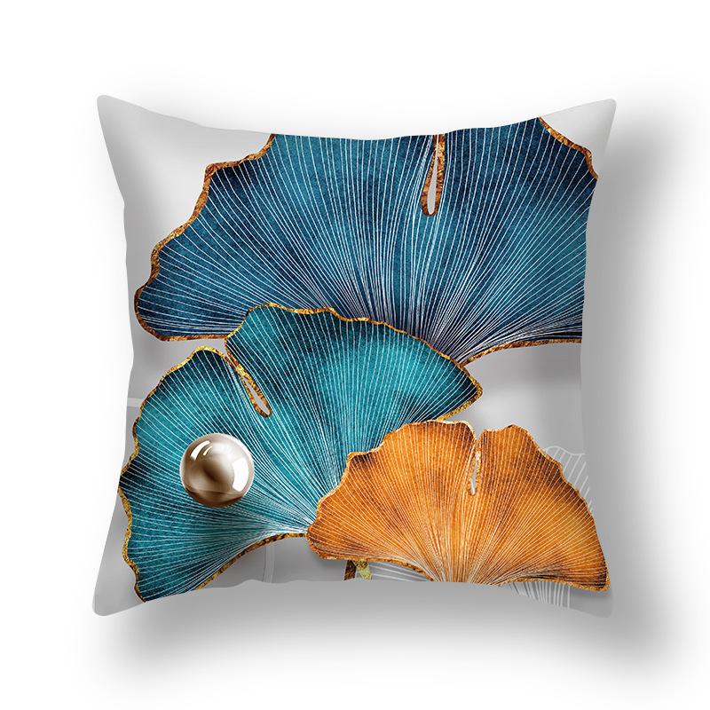 Short Plush Pillowcase, Simple and Versatile Ginkgo Leaf Pillow, Modern Decorative Sofa Pillow, Cushion