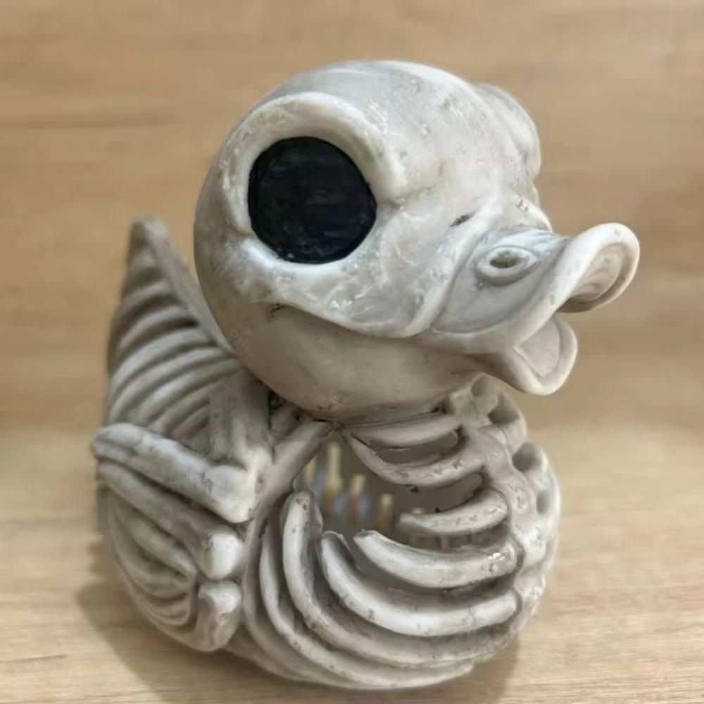 Resin Halloween Duck Skeleton Model Grotesque Halloween Desktop Decoration Skull-And-Duck Statue