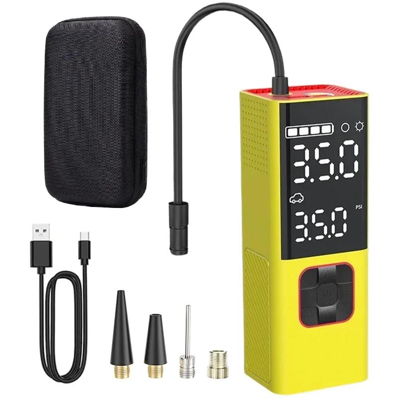 1 Set Mini Car Air Pump Portable Self  Inflatable Pump 150W Electric Tire Pump Handheld Wireless Digital Display Charging Pump