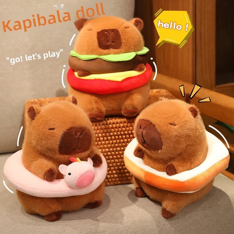 Capybara Cute Plush Toy With Detachable Swim Ring Soft Stuffed Animal Doll