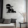 Metalen Wandkunst Baby Ninja Beeldje Zwart IJzer Decor Kinderkamer Cadeau
