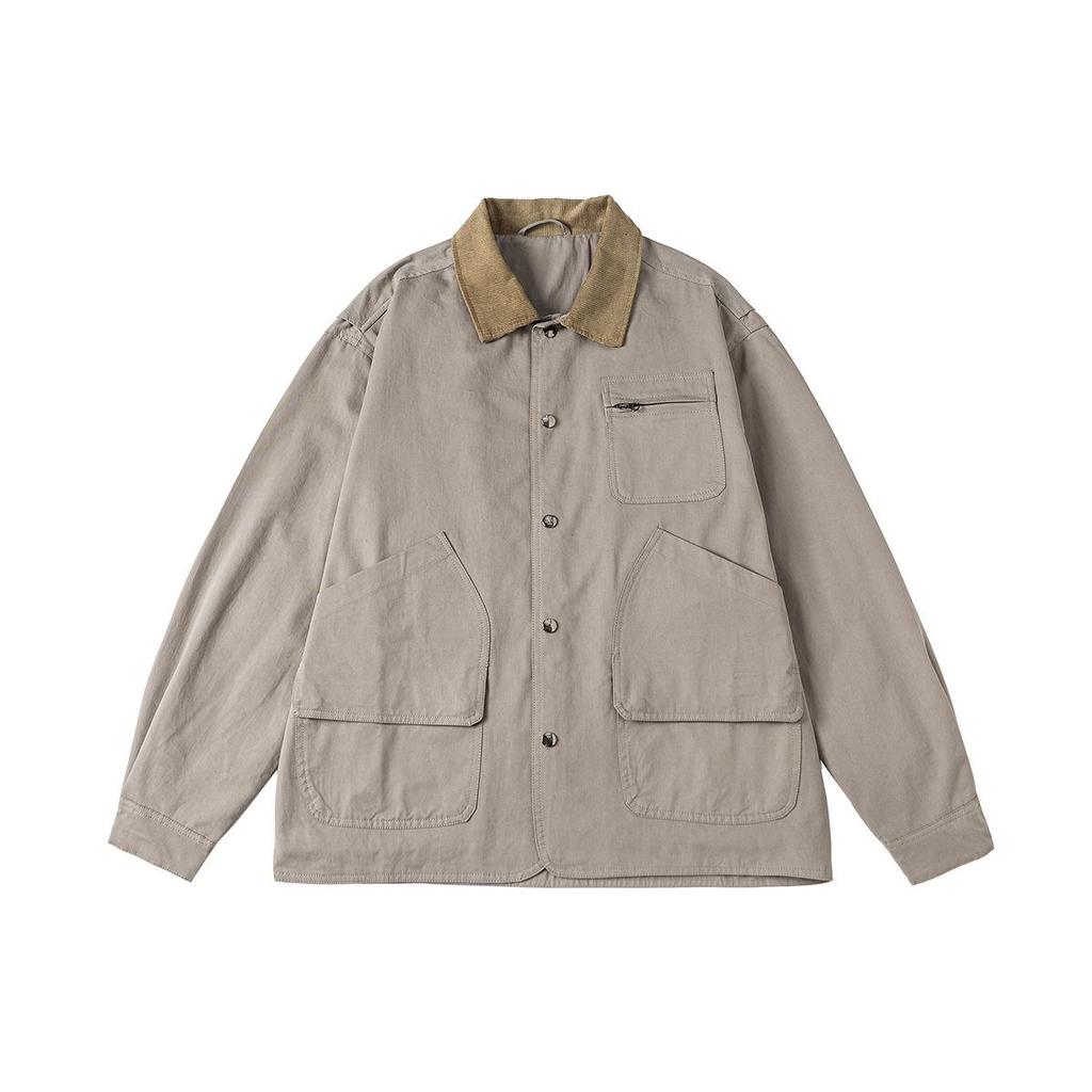 ANGN Unisex Japanese Retro Patchwork Multi-Pocket Workwear Jacket 1569