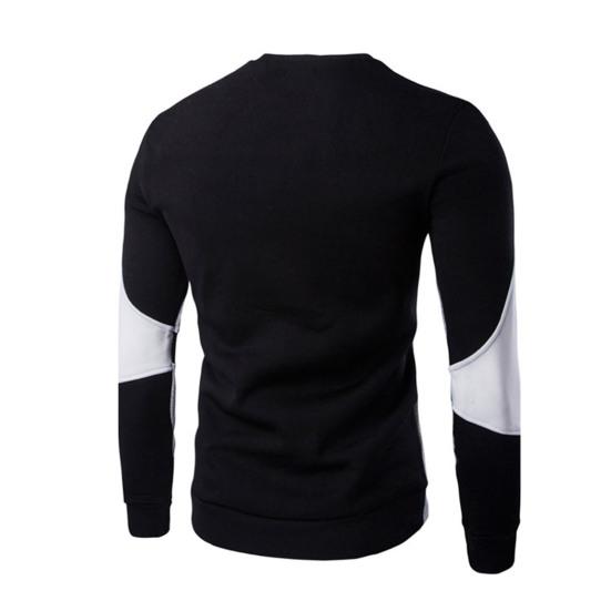 Men Sweatshirt Contrast Colors Patchwork Plush Thicken All Match Warm Autumn Sweatshirt for Work
