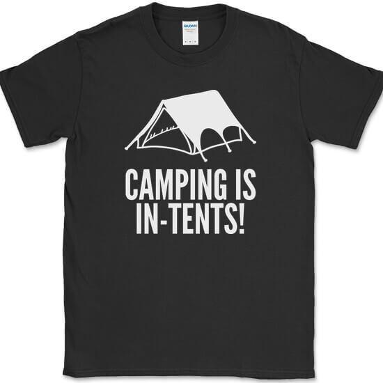 

Camping Is In-Tents T-Shirt Funny Adventure RV Holiday Humor Novelty Tee XL