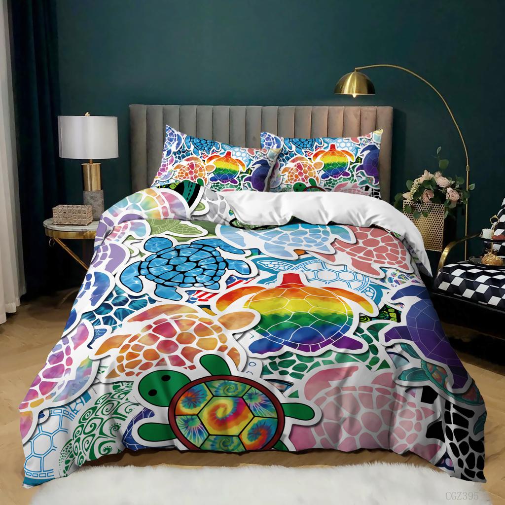 Kit 3D Digital Printing Cartoon Illustration Sticker Bed Three-Piece Quilt Cover Pillowcase