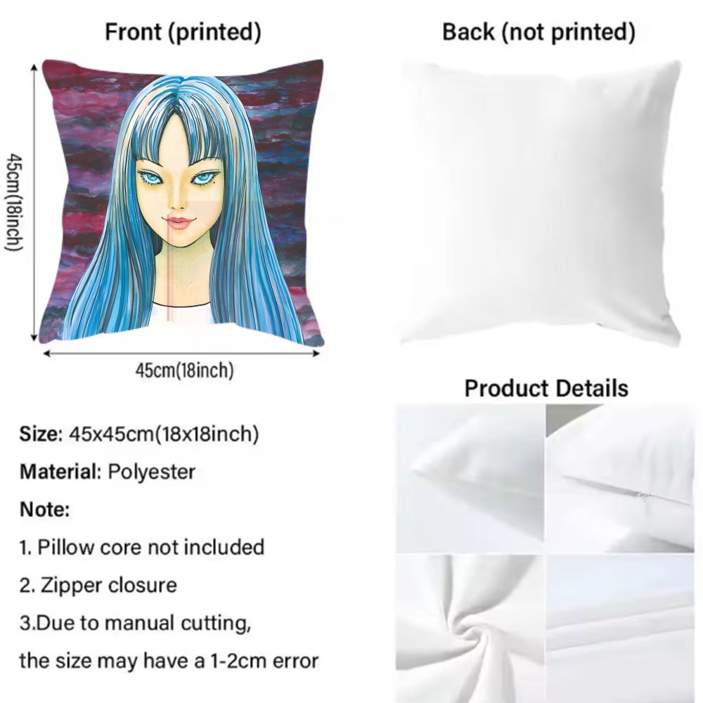 Tomie Cushion Cover Reversible Plush Pillow Cover – For car, sofa, bedroom, perfect as a gift.