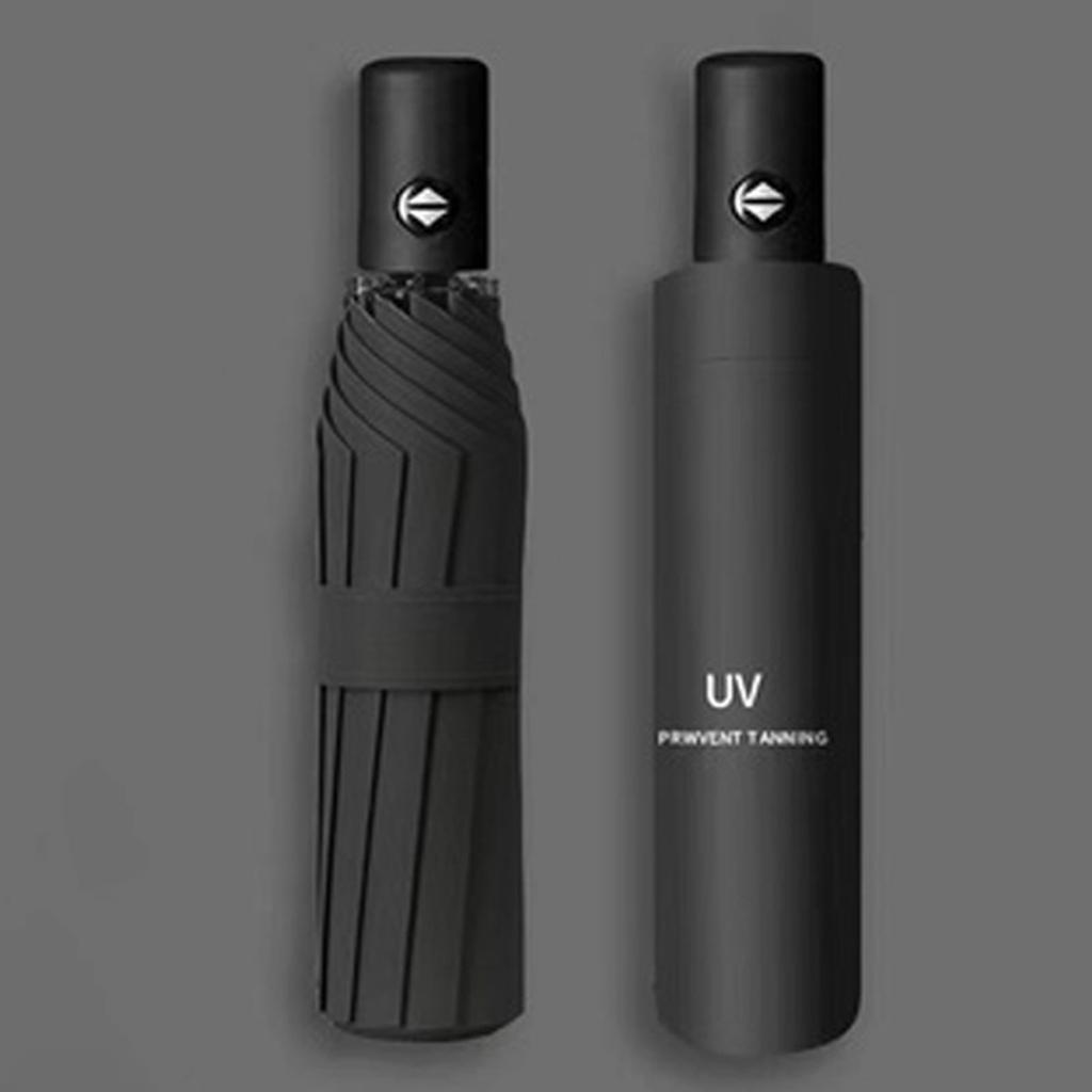 Automatic Umbrella for Men Women Dualuse Foldable Rain Sun Umbrella with Black Coating for Sun