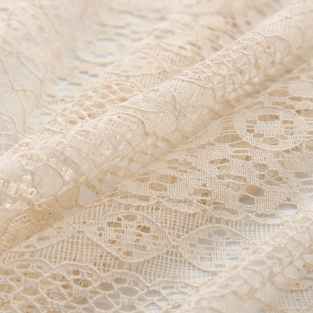 150x45cm Beige Lace Hollowed Out Fabric For Tablecloth Cloth, Hollowed Out Curtains Handmade DIY Sewing Fabric TJ8630
