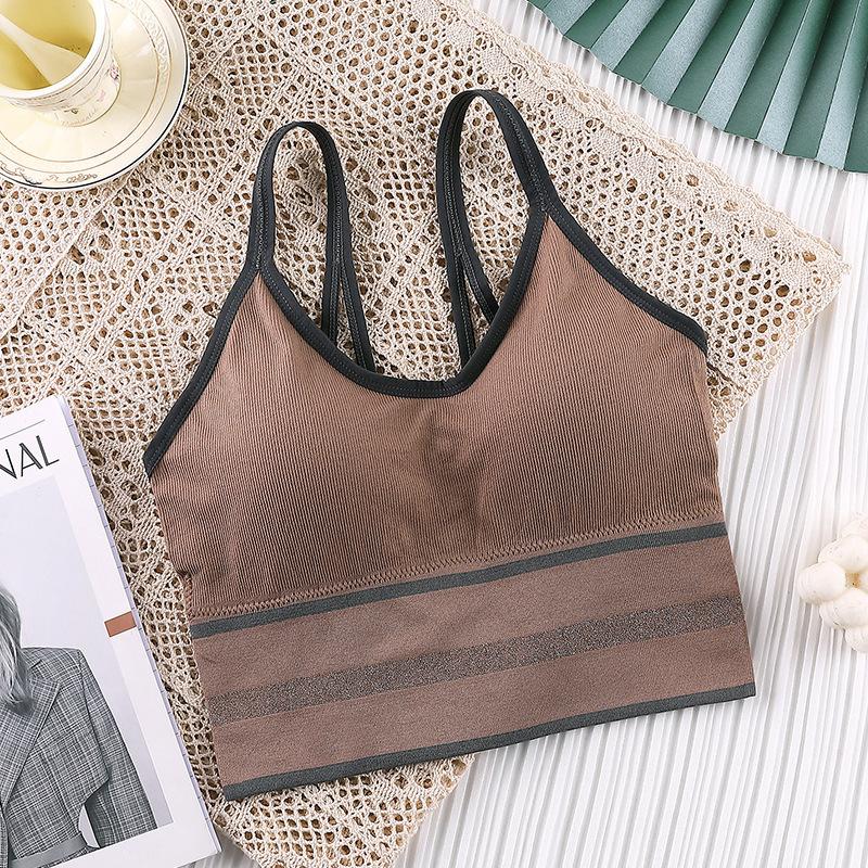 

Женские сексуальные укороченные топы, женское нижнее белье, бесшовные бюстгальтеры, спортивное нижнее белье, топ-бандо, женский бюстгальтер на бретелях, интимный жилет без рукавов One Size кофейный