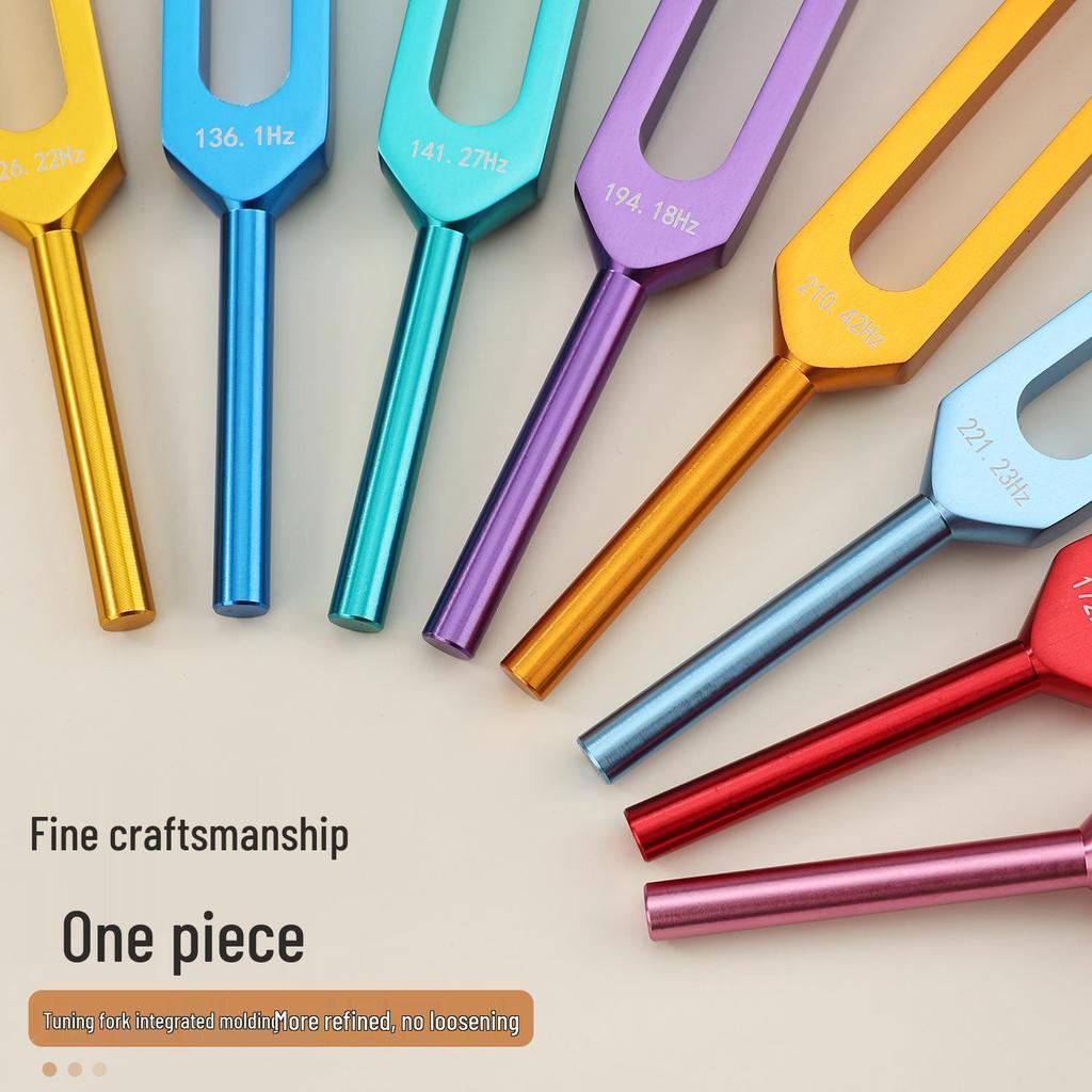 Aluminum Tuning Fork Set: Colored Eight-piece Sound Therapy with Wooden Gift Box