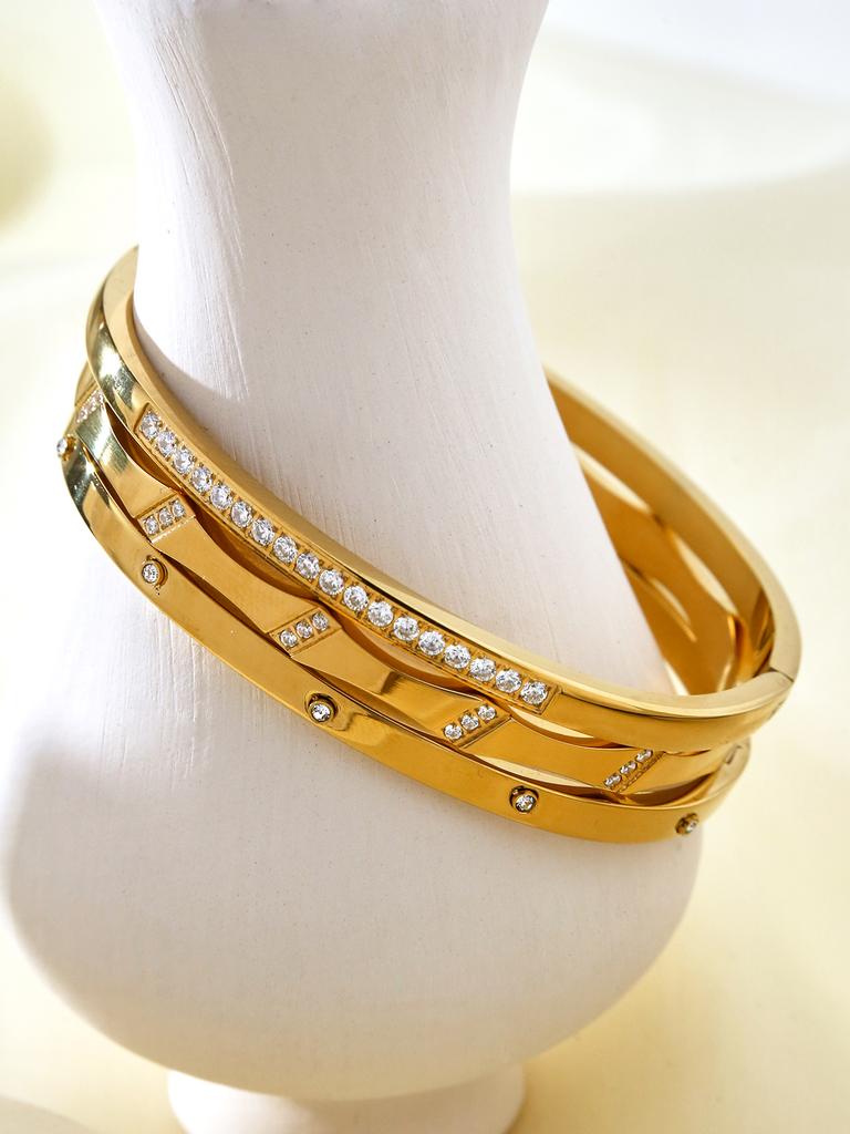 INS Style Simple Encrusted Zirconia Bracelet Bracelet Fashion Retro Style 18K Gold-Plated Stainless Steel Bracelet Bracelets