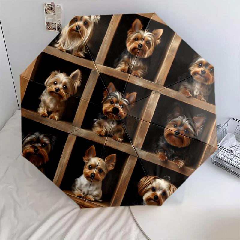 Fantasia Yorkshire Terrier, ombrello pieghevole automatico, design portatile e pieghevole, 8 stecche, un regalo di Natale o di compleanno.