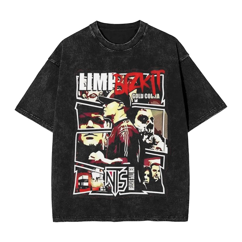 Hot Sale Rap Metal Band Limp Bizkit Graphic Print TShirt Unisex Women Retro Washed Cotton Oversized Streetwear Fashion Summer Tee