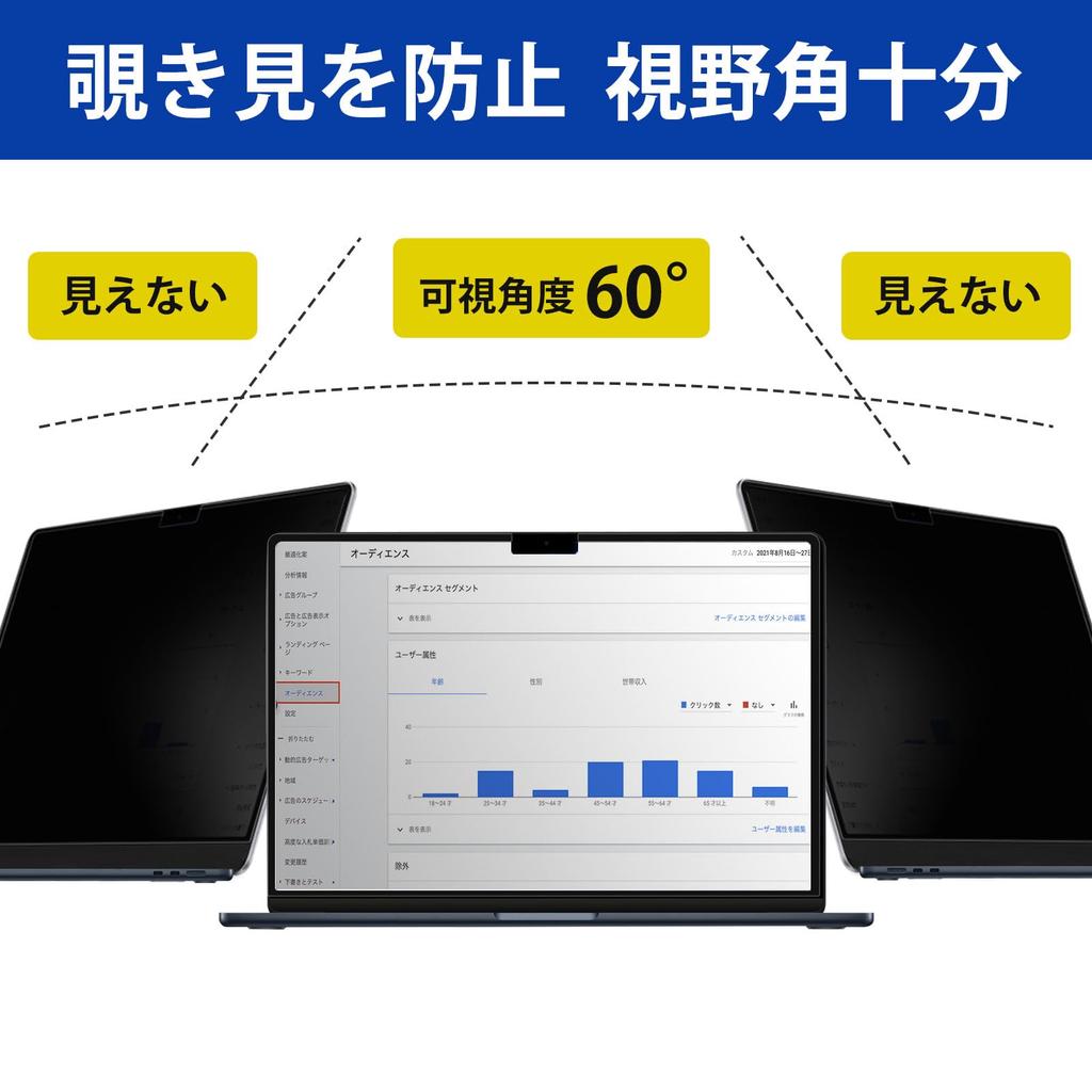 Privacy Screen Protector for MacBook Air 15-inch (2025) M4/M3/M2, Blue Light Blocking, Anti-Reflective, Self-Adhesive