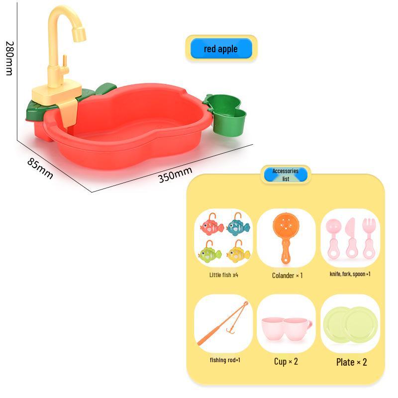 Children's Pretend Play Electric Sink with Circulating Water and Vegetable Washing Features
