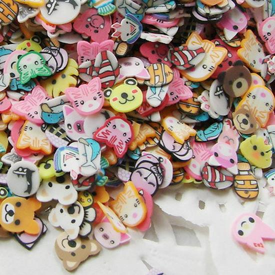 5mm Polymer Clay Slices for Nail Art, DIY Crafts: Fruit, Animal, Flower, Smiley Face, Heart Shapes