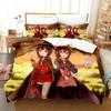 Kawaii KonoSuba Bedding Set 3D Anime Duvet Cover King Size for Adult Kids Bedroom Cartoon Girls