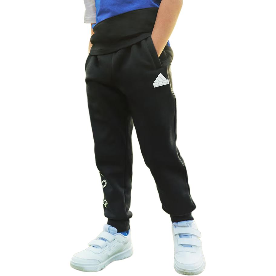 adidas Knitted Sweatpants Cartoon Pattern Print Thickened And Fleece Lined Elastic Cuff Black Kids' IY5040