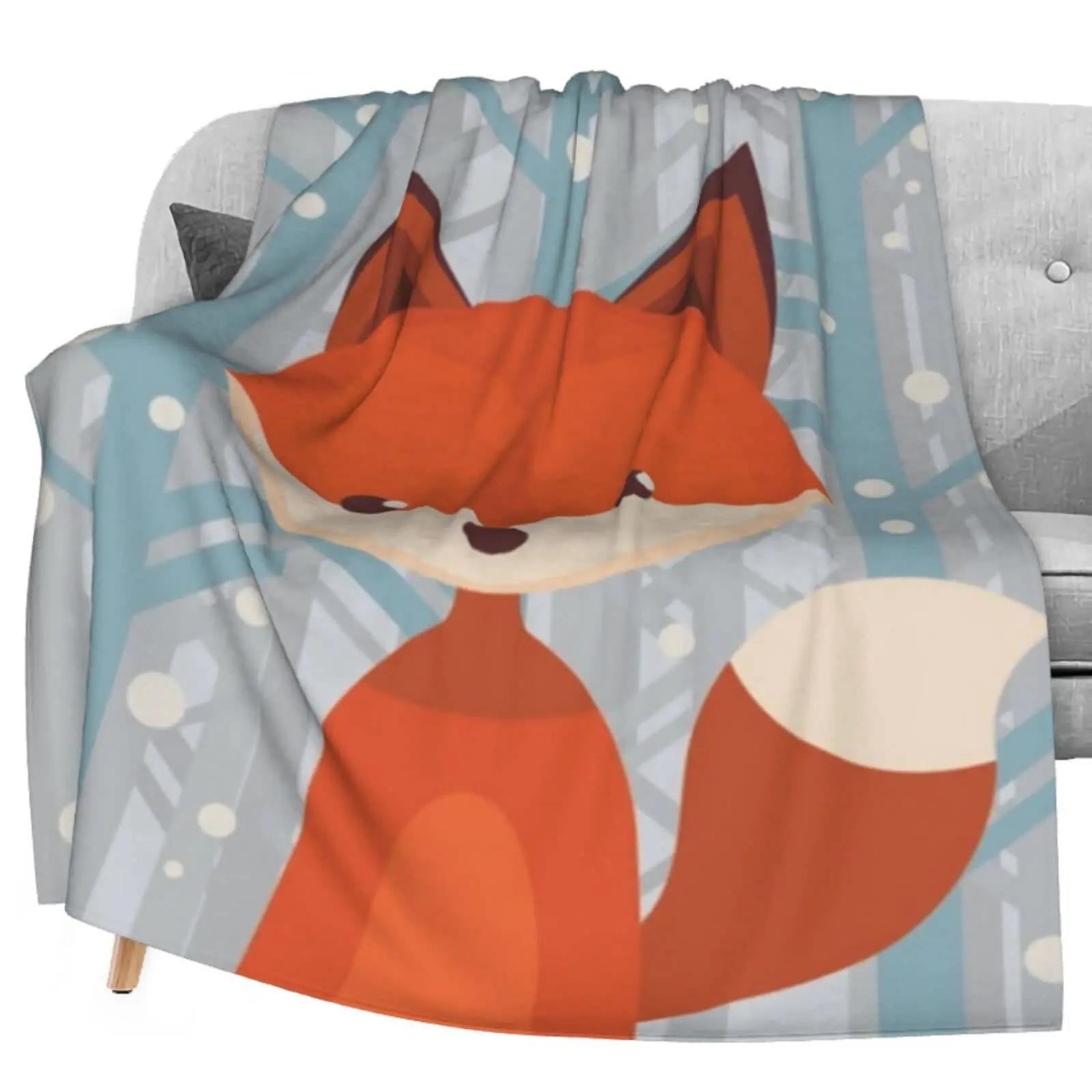 Cartoon Fox Print Blanket Forest Animal Throw Blanket for Couch Sofa  Decor Soft Cozy Plush Flannel Fleece Warm Fluffy Blanket 75x90cm