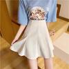 Chic High-Waisted A-Line Midi Skirt: Versatile, Slimming, and Trendy Japanese-Style Women's Fashion for Petite Figures.
