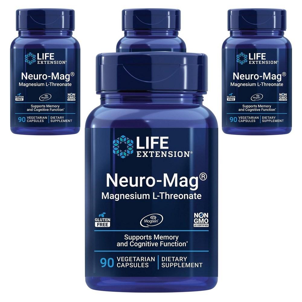 Life Extension Neuro-Mag Magnesium L-Threonate Vegetarian Capsules 90 Tablets (4 pcs)