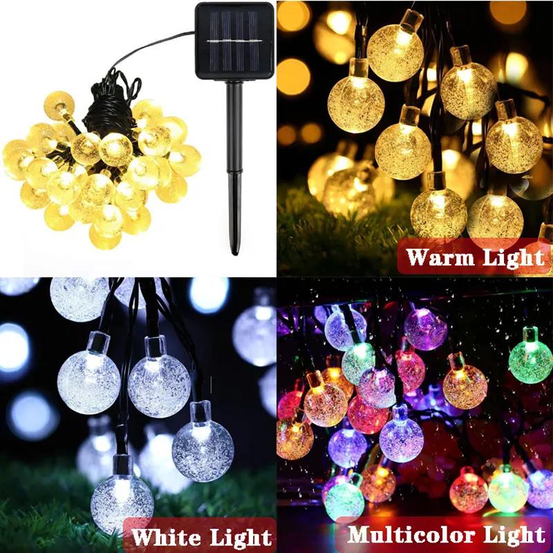 8 Modes Solar Light Crystal Ball Honey Bee LED String Lights Fairy Lights Garlands for Christmas Party Easter Outdoor Decoration