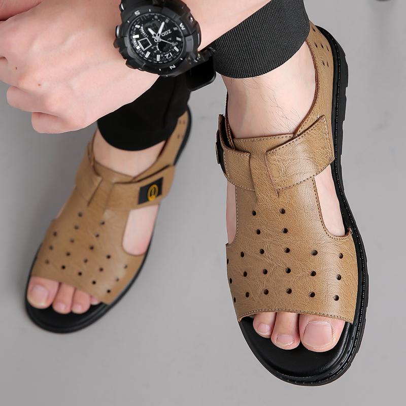 Fashion British Style 2025New Flat Designer Casual Leather Sandals Platform Summer Outdoor Shoes Fashionable Comfy Sports Beach Slippers