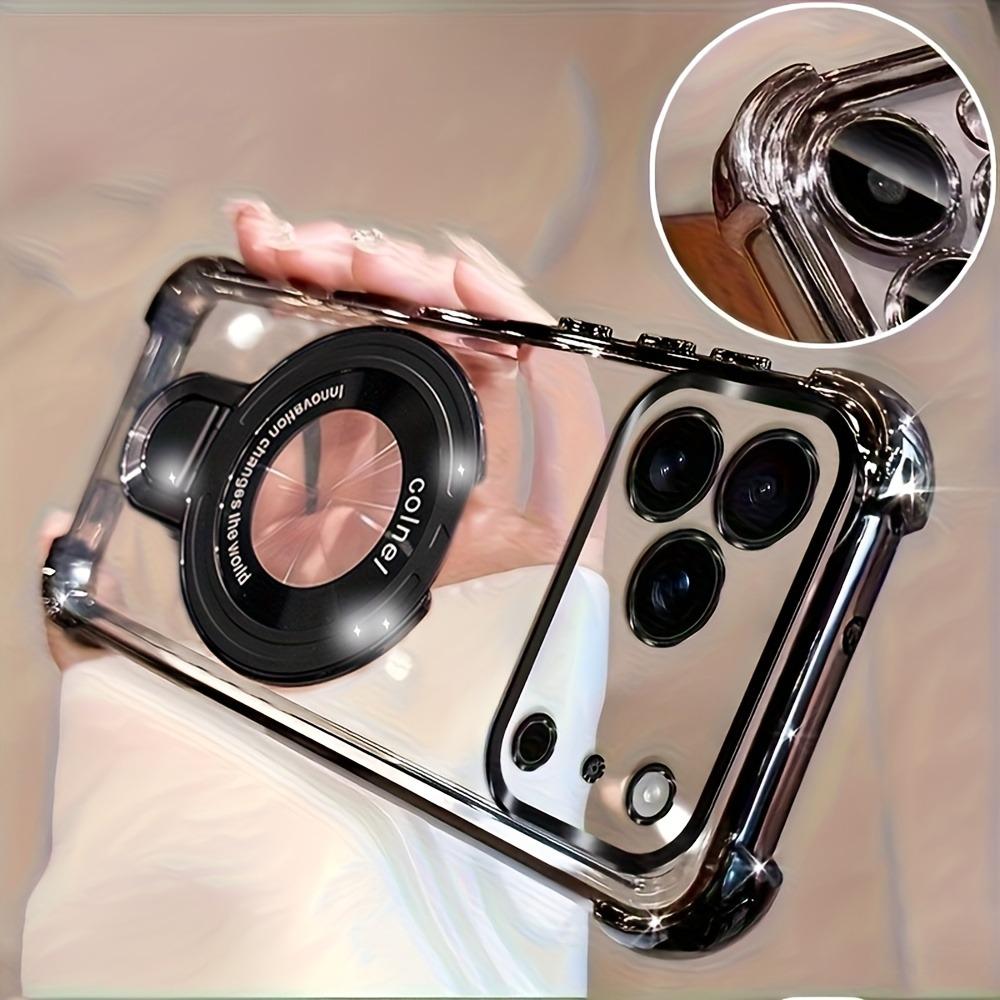 Luxury Plating Phone Case for iPhone 17 Pro Max 16 Plus 15 14 13 12 11 17 Air With Magnetic Ring Holder Stand Bracket Rack Cover