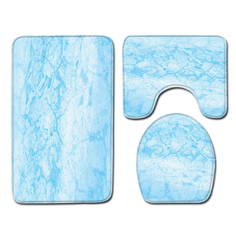 Marmorstrukturierte Toilette Dreiteilige Bodenmatte Fußmatte Badezimmerteppich